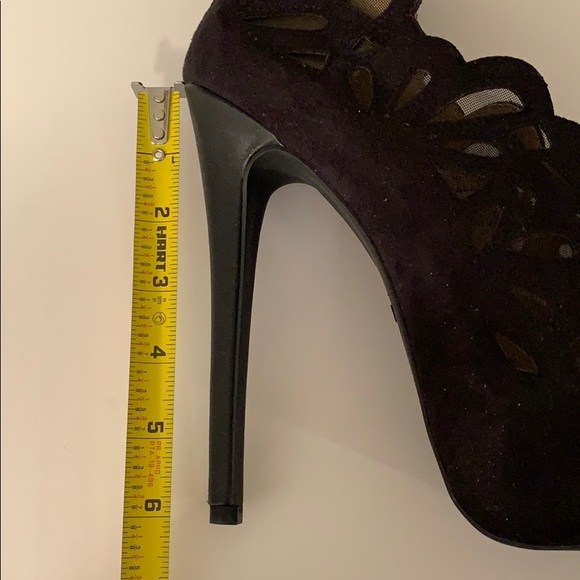 ZigiSoho Sexy Black Lacey Suede Peep Toe Platforms - Picture 6 of 10